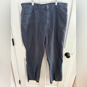 LL Bean Men's 36/32. Navy Blue Pants Linen Cotton Blend. Casual Flat Front.